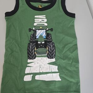 John Deere Green Tank Top with Tractor Graphic and Black Trim